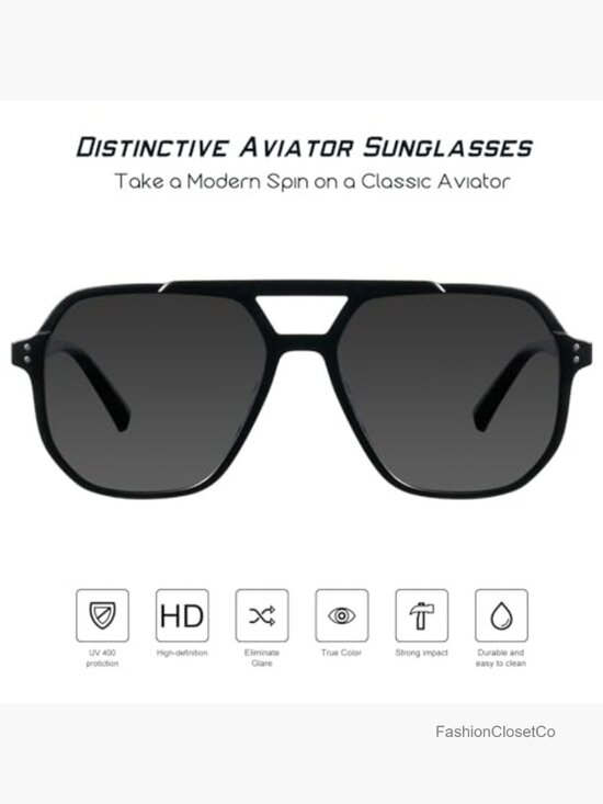 Oversized Aviator Sunglasses with Polarized Lens main image 5